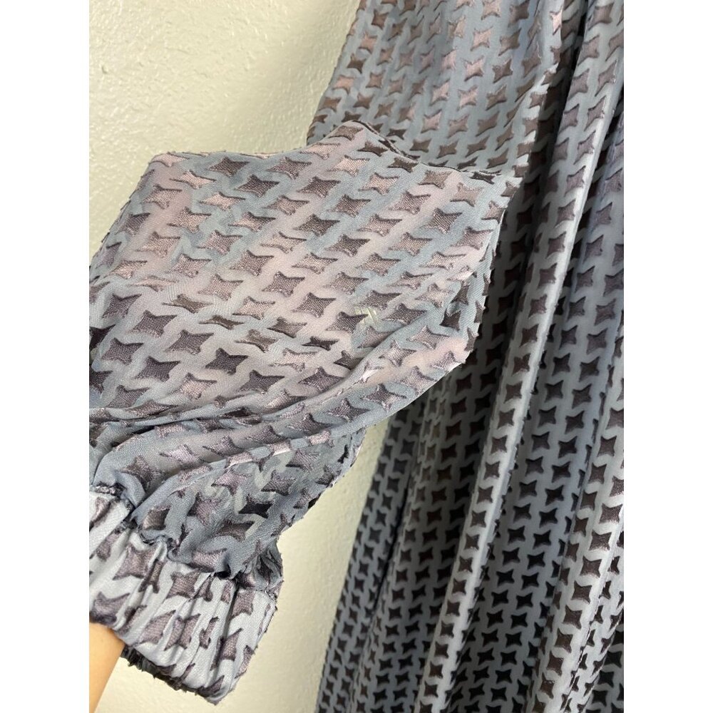 Walter Silk Off Shoulder Dress Womens size Small Gray Peasant Duster Prairie - Picture 10 of 16